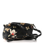Lambskin Magnolia and Moth Print Mini Pandora Black