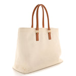 Canvas Calfskin Horizontal Cabas Natural Tan