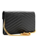 Grain De Poudre Matelasse Chevron Monogram Chain Wallet Black