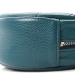 Caviar Quilted Round Clutch With Chain Green