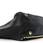 Pebbled Calfskin Medium Rockstud Tote Black
