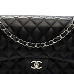 Lambskin Quilted Jumbo Double Flap Black
