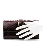 Metallic Snakeskin Soft Stirrup Wallet Brown