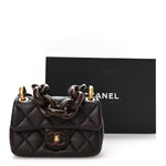 Lambskin Wenge Quilted Mini Fashion Wood Square Flap Dark Purple