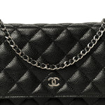 Caviar Quilted Wallet on Chain WOC Black