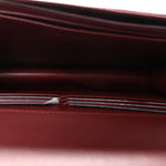 Lambskin Quilted Top Handle Clutch With Chain Burgundy