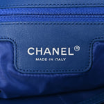 Mixed Fibers Lambskin Venise Biarritz Maxi Tote Blue White