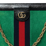 Suede Patent Web Medium Ophidia Chain Shoulder Bag New Shamarock Black