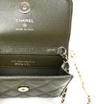 Lambskin Quilted Clutch With Chain Green