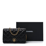 Lambskin Plexiglass Quilted Coco Love Wallet On Chain WOC Black