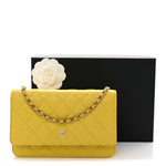 Caviar Quilted Wallet on Chain WOC Yellow