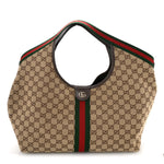 GG Monogram Web Large Giglio Tote Beige Brown