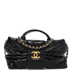 Lambskin Quilted Mini Bow Bag Black