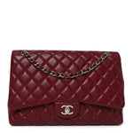 Caviar Quilted Maxi Single Flap Dark Red