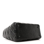 Crinkled Calfskin Cannage Medium Lady Dior Black