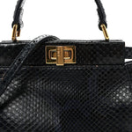 Python Shiny Nappa Mini Peekaboo Iconic Satchel Blue Jeans