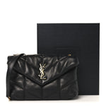 Lambskin Quilted Toy Loulou Puffer Monogram Chain Satchel Black