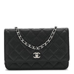 Caviar Quilted CC Turnlock Wallet On Chain WOC Black