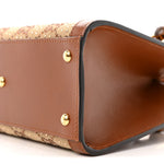 New Canvas Charisma Calfskin Crystal GG Monogram Mini Diana Tote Bag Camel Ebony