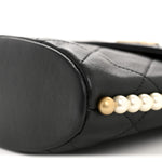 Calfskin Quilted Pearl Small About Pearls Hobo Bag Black