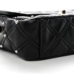 Lambskin Quilted Pearl Studded Flap Black
