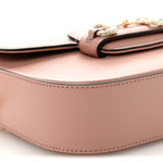 Azalea Calfskin Crystal GG Monogram Mini Horsebit 1955 Shoulder Bag Dusty Rose