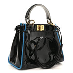 Patent Mini Plexi Handle Peekaboo Iconic Satchel Black Blue