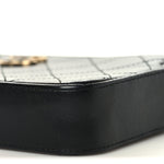 Goatskin Enamel Quilted Small Clutch With Chain Black