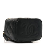 Caviar Quilted Mini Vanity Case With Chain Black