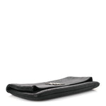 Calfskin Crocodile Embossed West Hollywood Monogram Fold Over Clutch Black