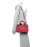 Grainy Calfskin House Check Small Banner Tote Red