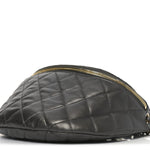 Metallic Calfskin Pearl Quilted CC Belt Bag Ruthenium
