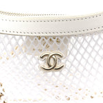 Mesh Shiny Lambskin Chain Hobo White