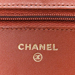 Lambskin Quilted Wallet On Chain WOC Brown