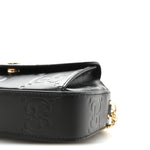 Calfskin GG Super Mini Debossed Chain Wallet Black