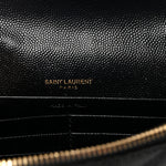 Grain De Poudre Matelasse Chevron Monogram Envelope Chain Wallet Black