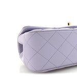 Lambskin Quilted Mini Top Handle Rectangular Flap Light Purple