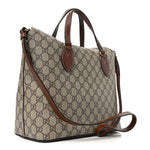 GG Supreme Monogram Linea A Foldover Tote Brown