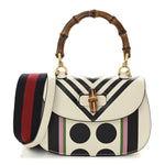 Calfskin Web Geometric Print Small Bamboo 1947 Top Handle Bag White Multi