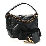 Calfskin Quilted Medusa Small Top Handle Shoulder Bag Black
