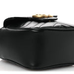 Calfskin Matelasse Front Pocket Mini GG Marmont Bucket Bag Black