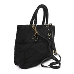 Tessuto Nylon Chevron Quilted Tote Black