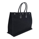 Linen Calfskin Rive Gauche Tote Black