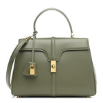 Satinated Calfskin Medium 16 Top Handle Bag Sage