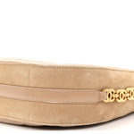 Shiny Calfskin Suede Goatskin Quilted Hobo Beige