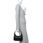 Plunged Lambskin Calypso Mini Hobo Black