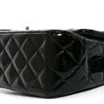 Patent Quilted Jumbo Double Flap Black