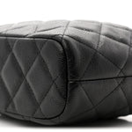 Caviar Quilted Hobo Clutch With Chain  Black