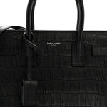Calfskin Crocodile Embossed Baby Sac De Jour Black