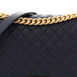 Caviar Quilted New Medium Boy Flap Blue